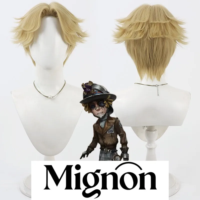 

Mignon Identity V Prospector Highway Knight Cosplay Wig Teased Crown Flipped Dark Yellow Medium