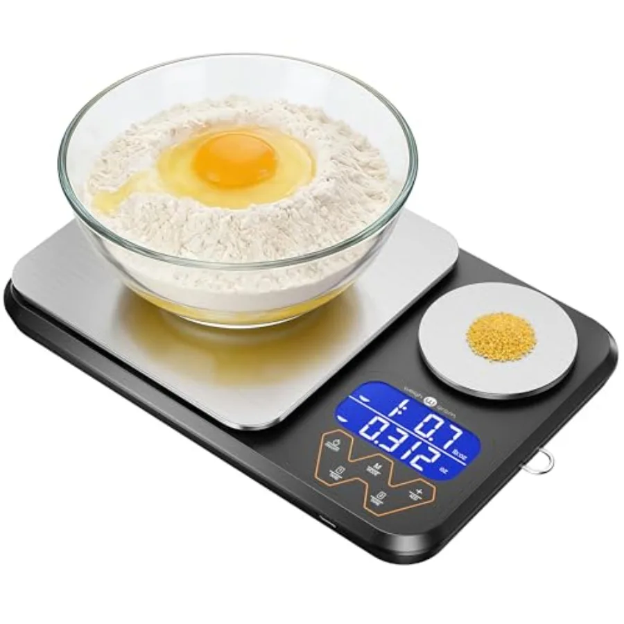 

Rechargeable 0.01g/5kg Dual Platform Food Kitchen Scales Digital Weight Grams and Ounces, Two Precisions Kitchen Scale for Sour