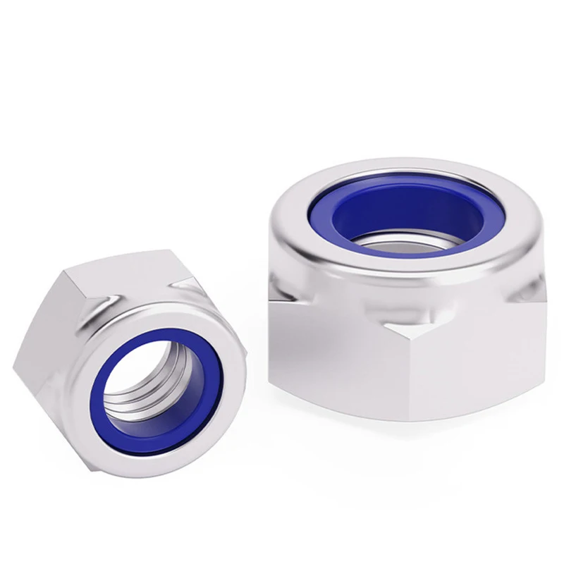 6061# Aluminum 5pcs/ Lot M3 M4 M5 M6 M8 M10 With Nylon Ring Self-lock Hex Nuts Locknut Din985