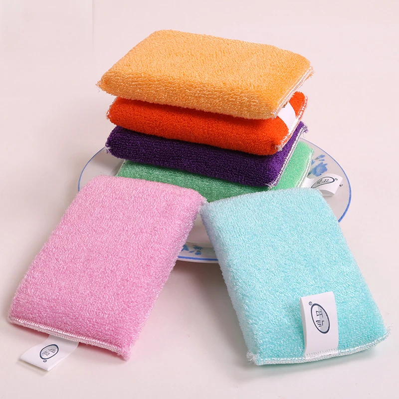 50pcs/lot ANTI-GREASY bamboo fiber wrap sponge washing dish brush,magic multi-function wipping/cleaning sponge