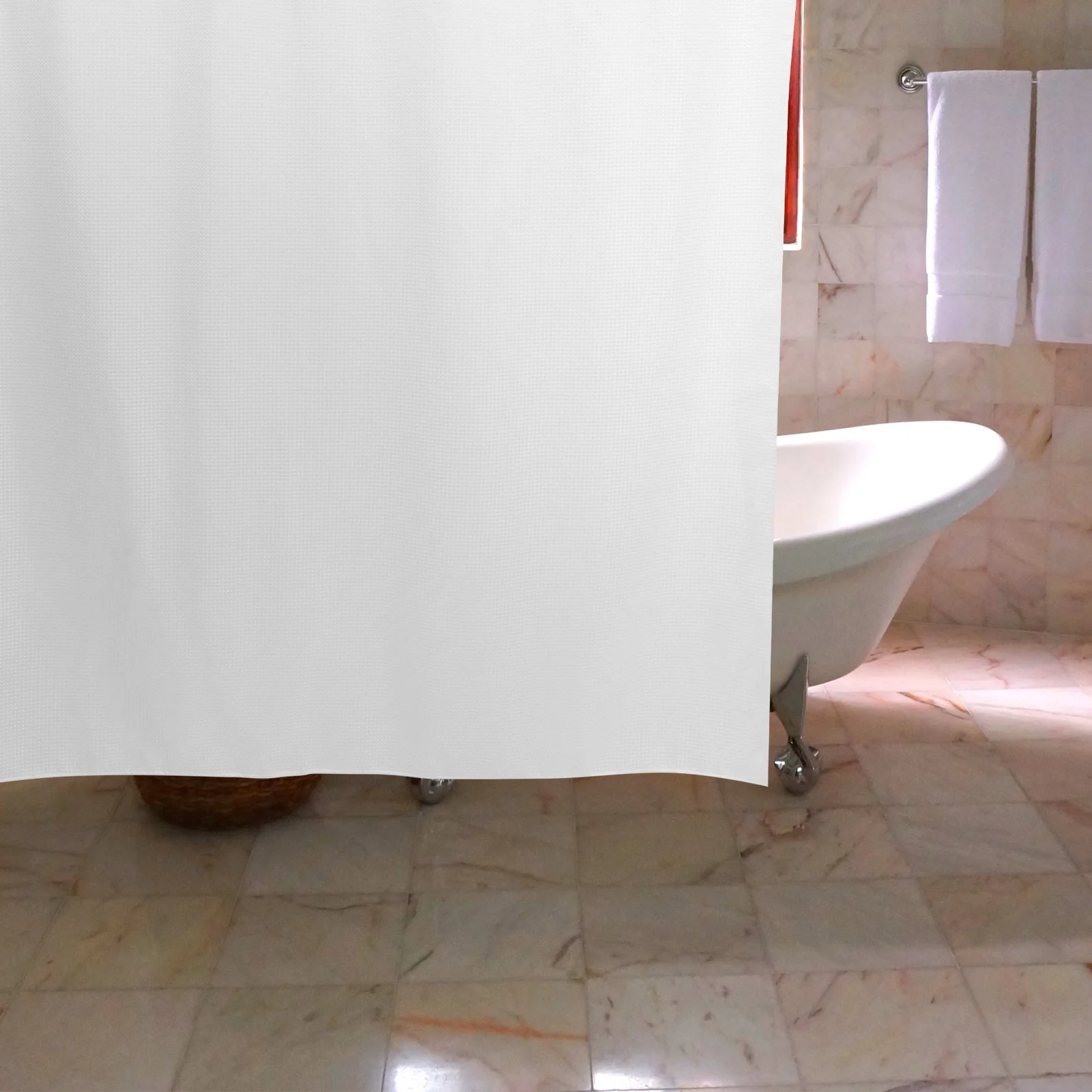 

Solid Color Waterproof Shower Curtain Waffle Checks Pattern Hanging Shower Curtain for Bathroom Dorm Hotel Decor