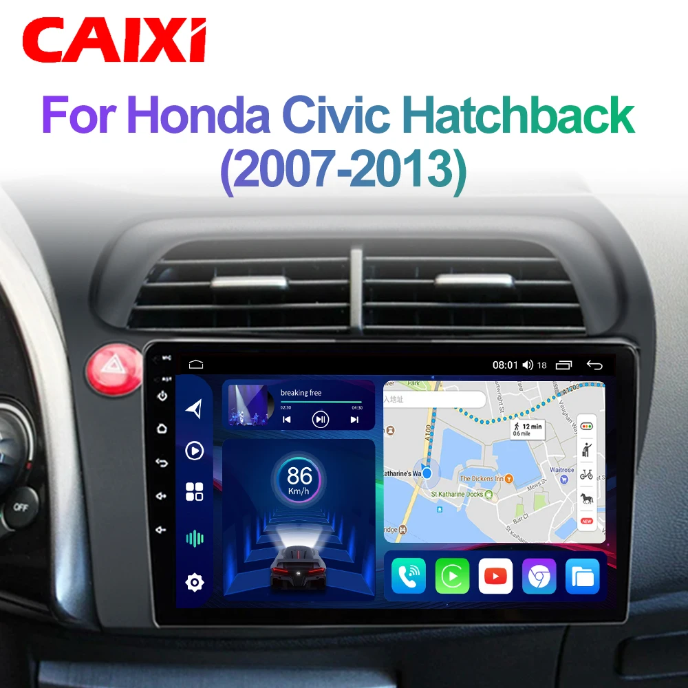 CAIXI CC9 8Core Android 14 Carplay For Honda Civic Hatchback 2006 - 2012 Car Radio stereo GPS 2din 2 din dvd WIFI Autoradio