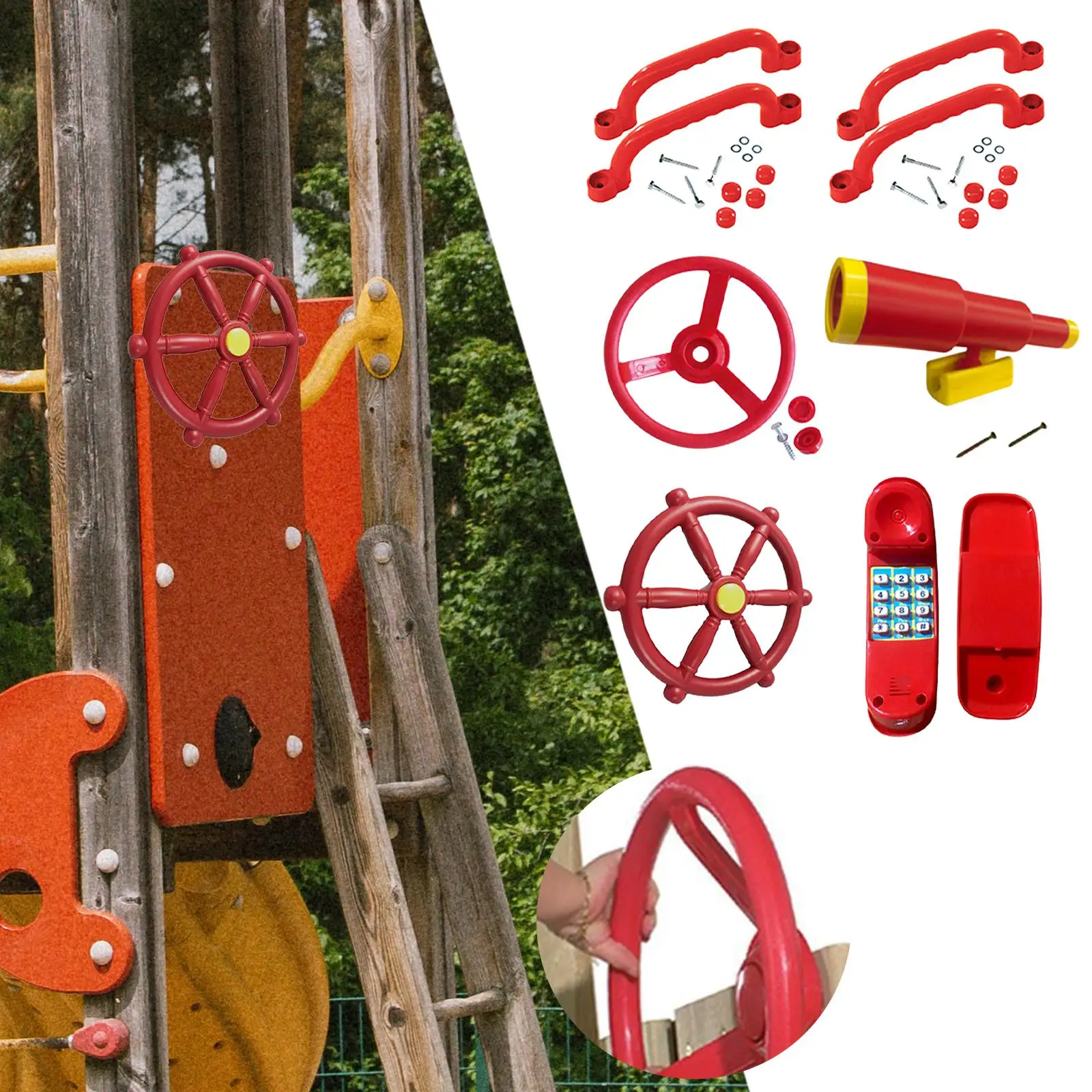 

Playground Accessories Safety Handle Bars Pirate Telescope Outdoor Playset for Backyard Swingset Jungle Gym Play House Children