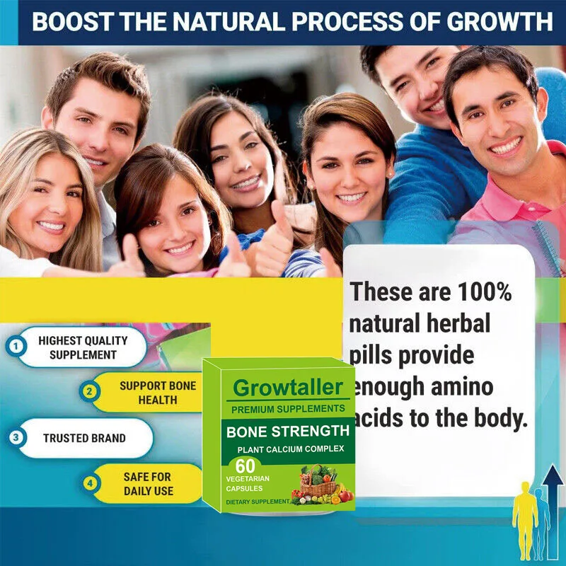 Stimulates Bone Growth Height Boost Natural Height Growth Enhanced Immunity with Calcium Height Enhancement Vitamins