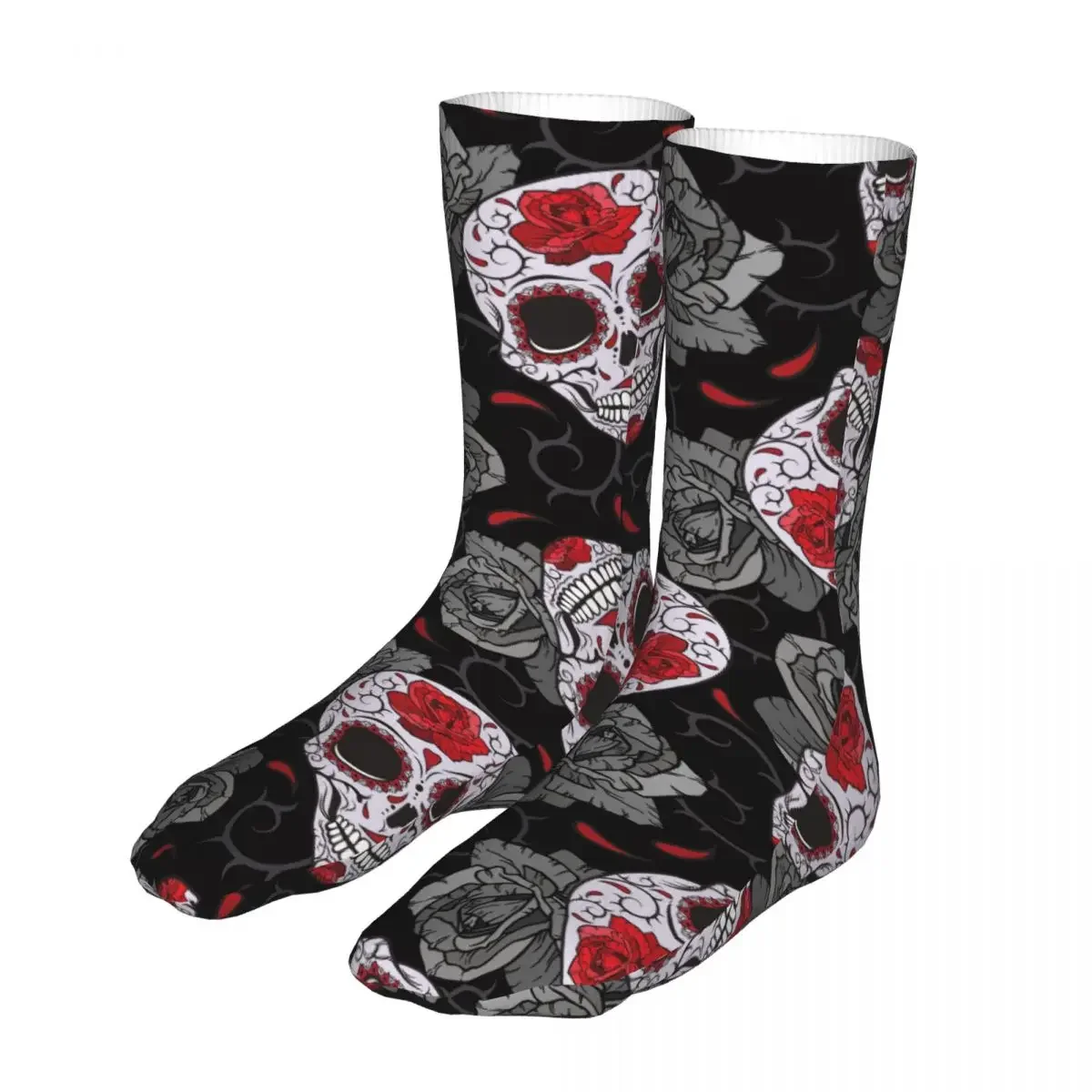 Men Cycling Sugar Skull Rose Halloween Socks Cotton Compression Gothic Day of the Dead Women Socks