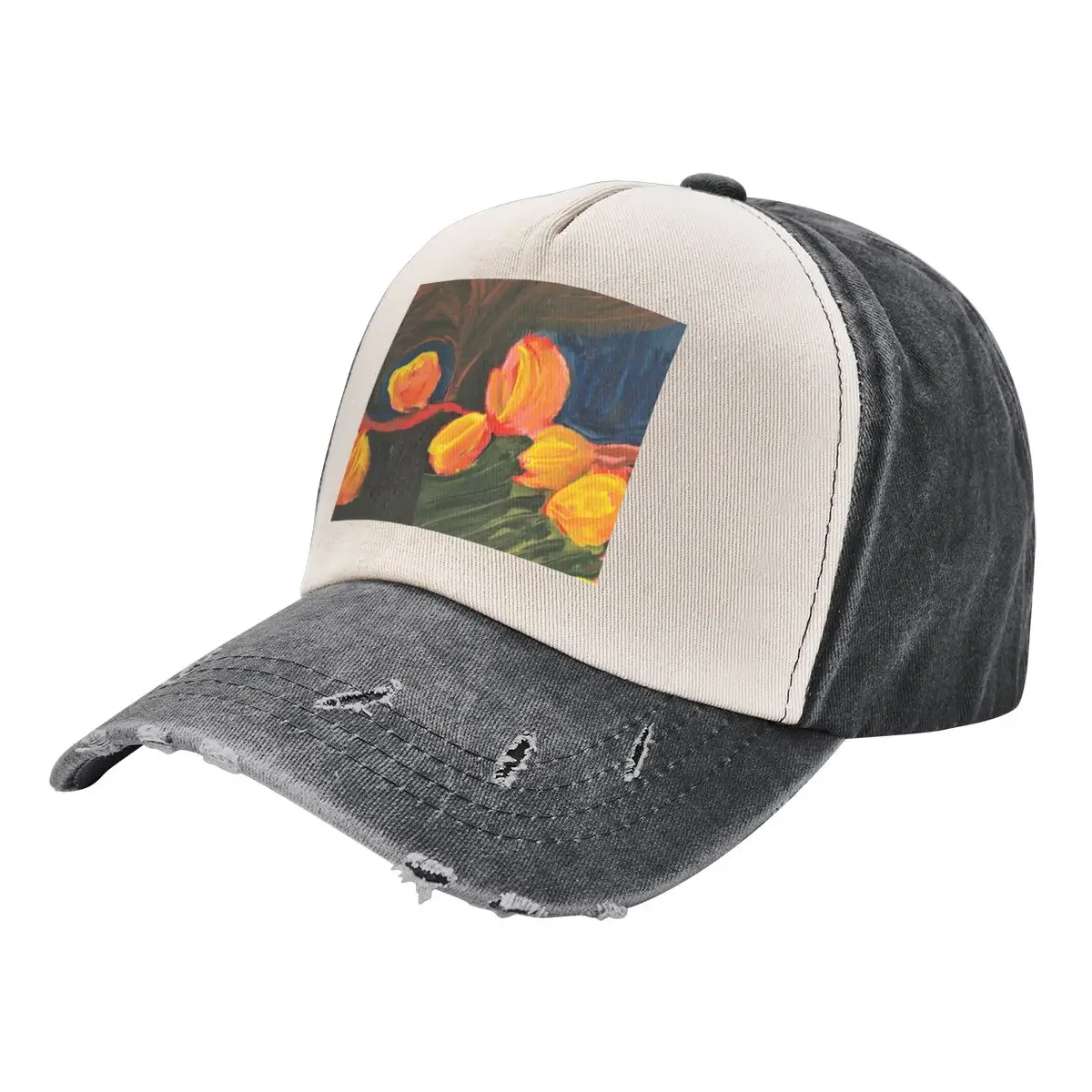 

Last Look Tulips, Halloween Themed Floral Painting Baseball Cap Hat Luxury Brand Hood Women Hats Men's