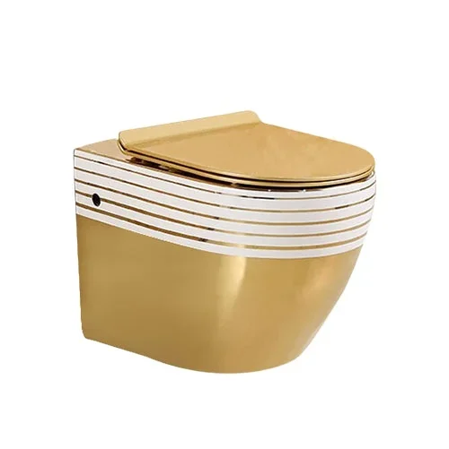 xx-Bathroom Sanitary Ware Bathroom Luxury Commode Sets Gold Rose Wall Hung Toilet Commode