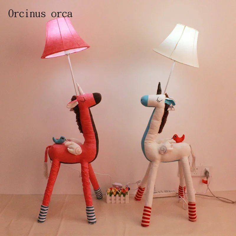 

Cartoon creativity animal LED floor lamp Boy Girl Bedroom children room lamp eye protection vertical fabric table lamp