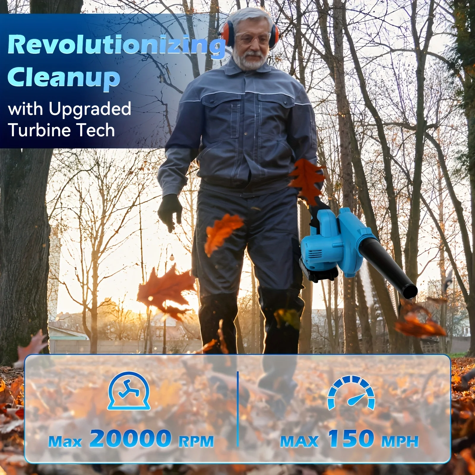 Jemi Tool 2-in-1 Akku-Laubbläser, mit Zubehör, geeignet für Rasenpflege, Blattblasen, Staubentfernung und Schneeentfernung – Detail 1
