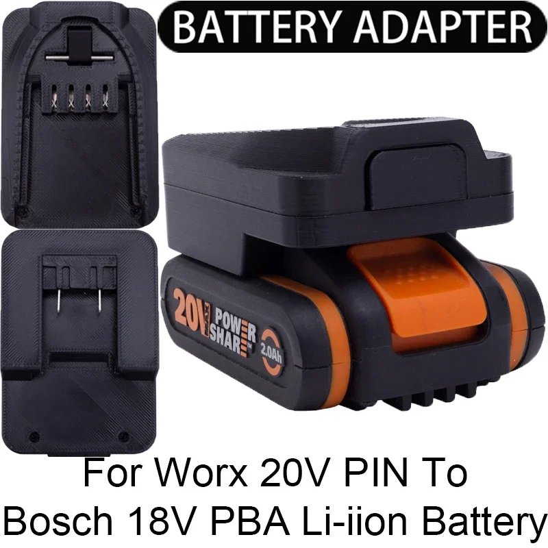 Adaptador Conversor para Bateria Bosch Acessórios para Ferramentas Elétricas Pba Li-ion Tools Worx 20v 4pin 18v