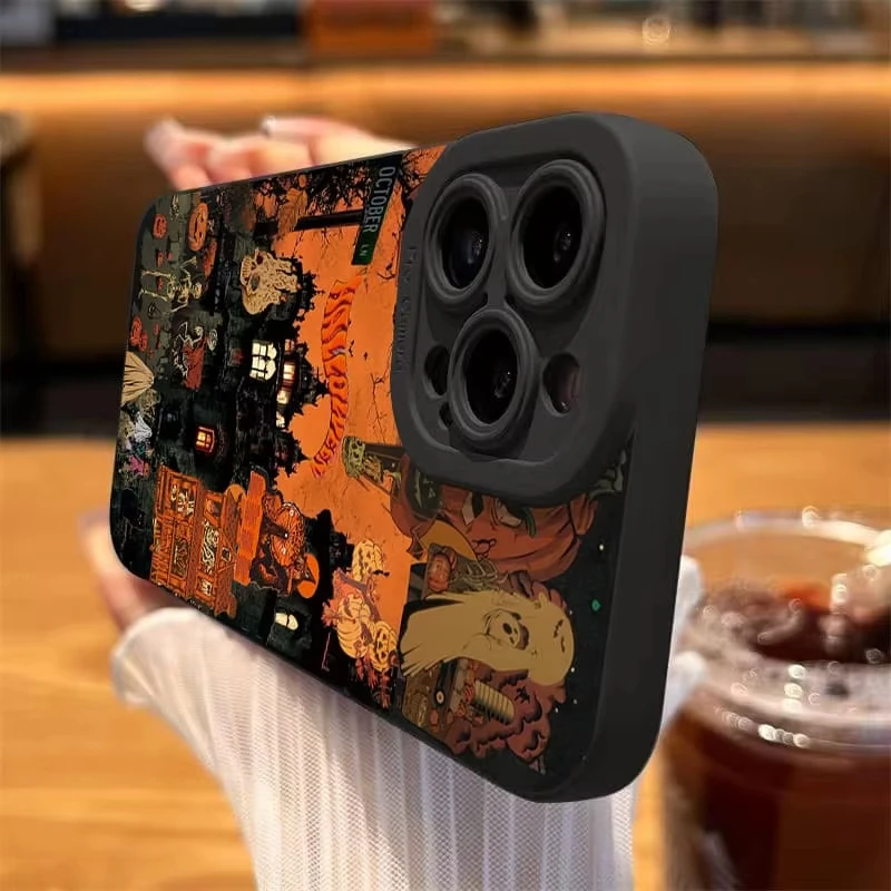 ハロウィンゴーストキャッスル柄スマホケース Apple iPhone 17 16 15 Pro Max 14 Plus 13 12 11 17Air 16E ソフトカバー
