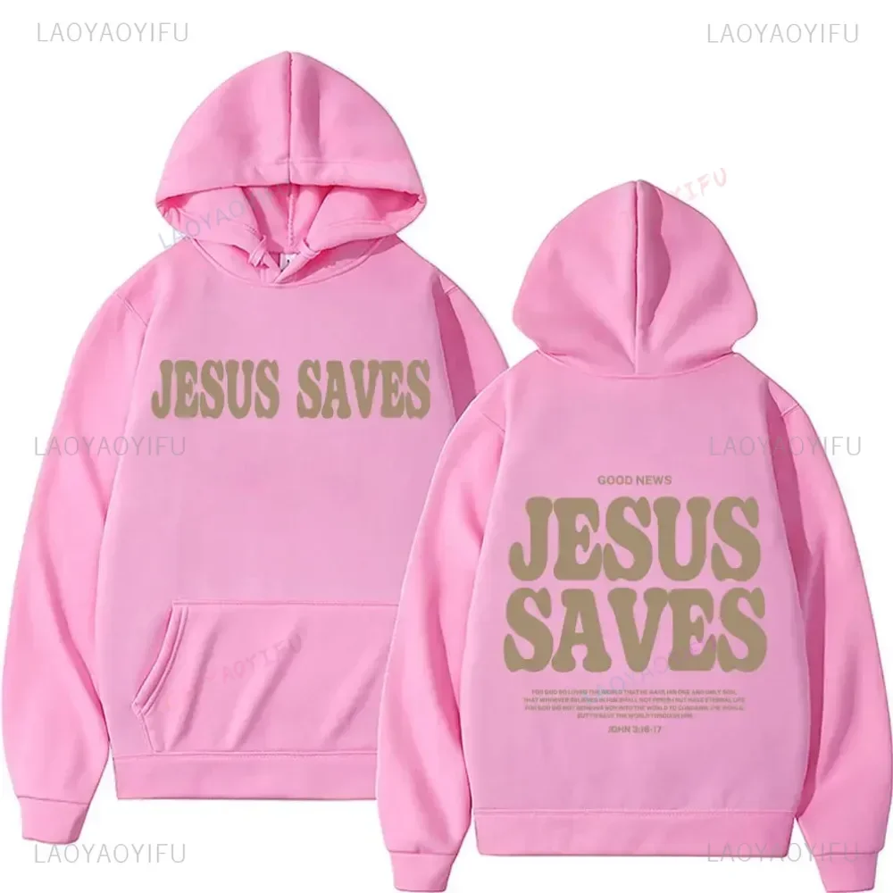 2024 Jesus Save Hoodie Christian Print Clothing Loose Sweatshirt Men Women Retro Fashion Autumn and Winter Long-sleeved Pullover