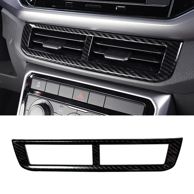 For Volkswagen VW T-Cross 2019 2020 2021 2022 2023 Accessories Central Air Conditioning Outlet Cover Car Carbon Fiber Style Trim