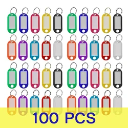 100 PCS Mix Color Keychain Key ID Label Tags Luggage ID Tags Hotel Number Classification Card Key Rings Keychain Wholesale
