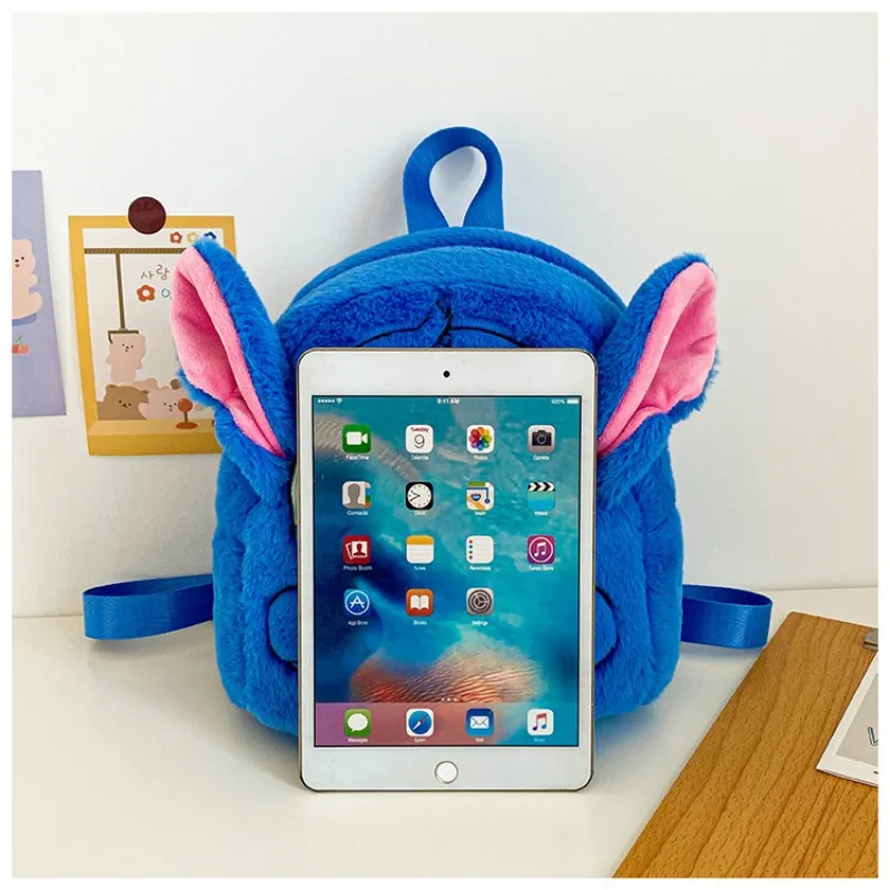 Kawaii Stitch Plush Backpack Blue Pink Funny Cartoon Large-Capacity Schoolbag Student Backpack Kindergarten Bag Kids Gifts