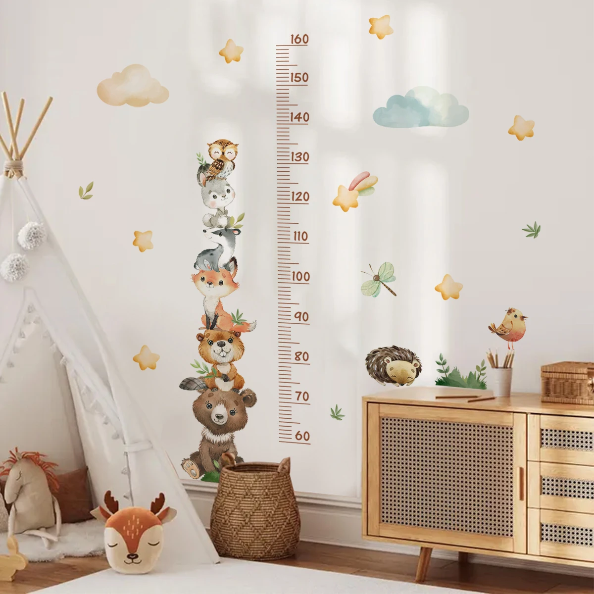 Dibujos animados lindo elefante jirafa cebra Animal jungla acuarela  pegatina de pared vinilo bebé guardería arte calcomanías para habitación de  niños decoración del hogar / Decoración para el hogar, image size:1200x1200