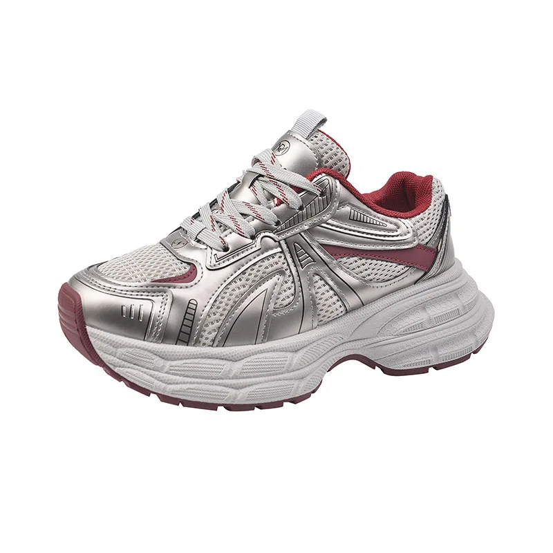 Scarpe da ginnastica vintage con suola spessa per papà da donna Scarpe da ginnastica casual rosse Ancora foderate in pile Scarpe da donna traspiranti