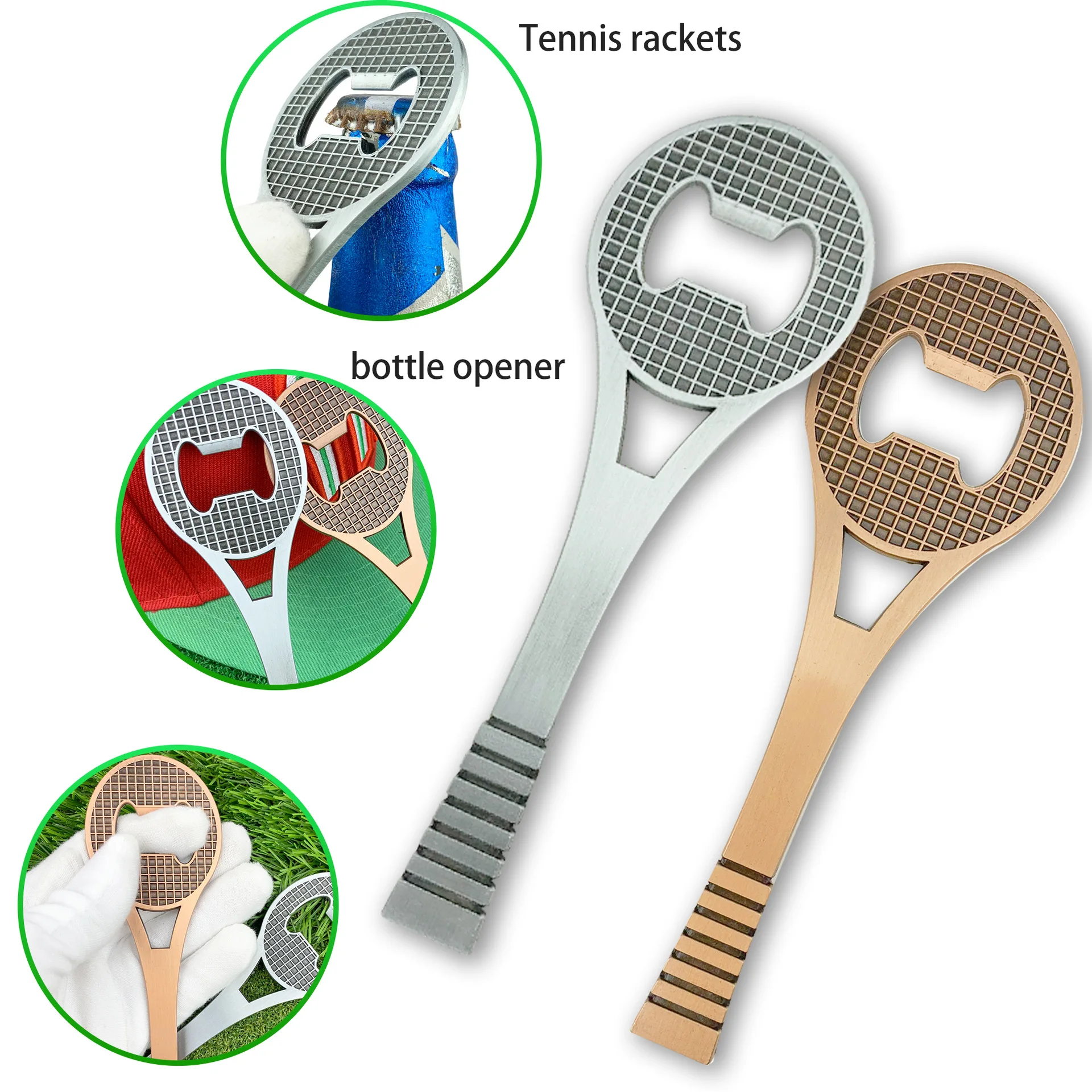 

100Pcs/Lot Creative Tennis Bottle Opener Zinc Alloy Racket Beer Opener Tool Restaurant Bar Decoration Opener kitchen Gadgets