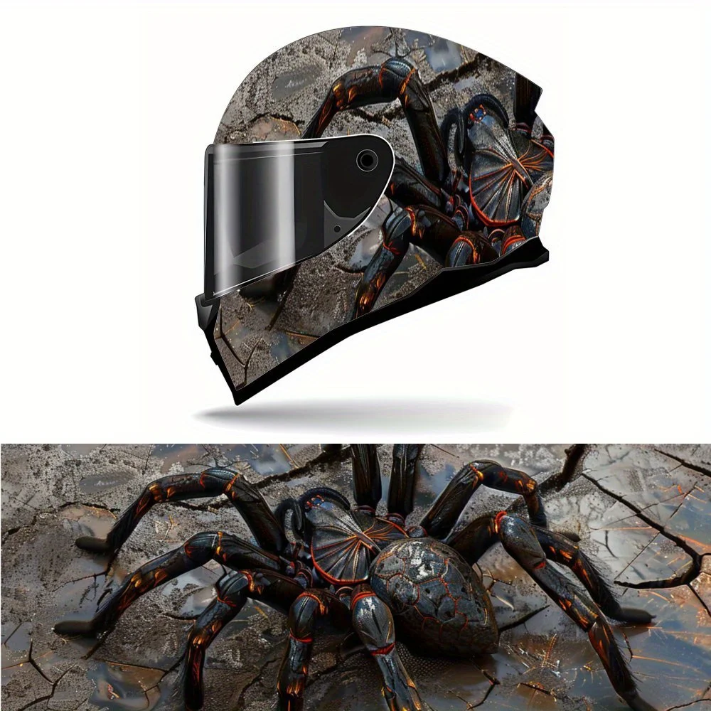 

Crawling giant black poisonous spiderPrint Full Helmet Wrap Sticker Motorcycle Helmet Racing Graphic Decal Vinyl Wrap Helmet Dec