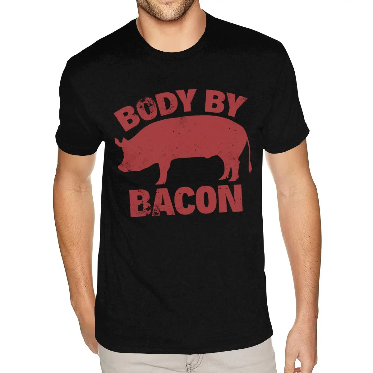 

Футболка с короткими рукавами и круглым воротником из чистого хлопка BODY BY BACON Cheapen, футболки для взрослых S