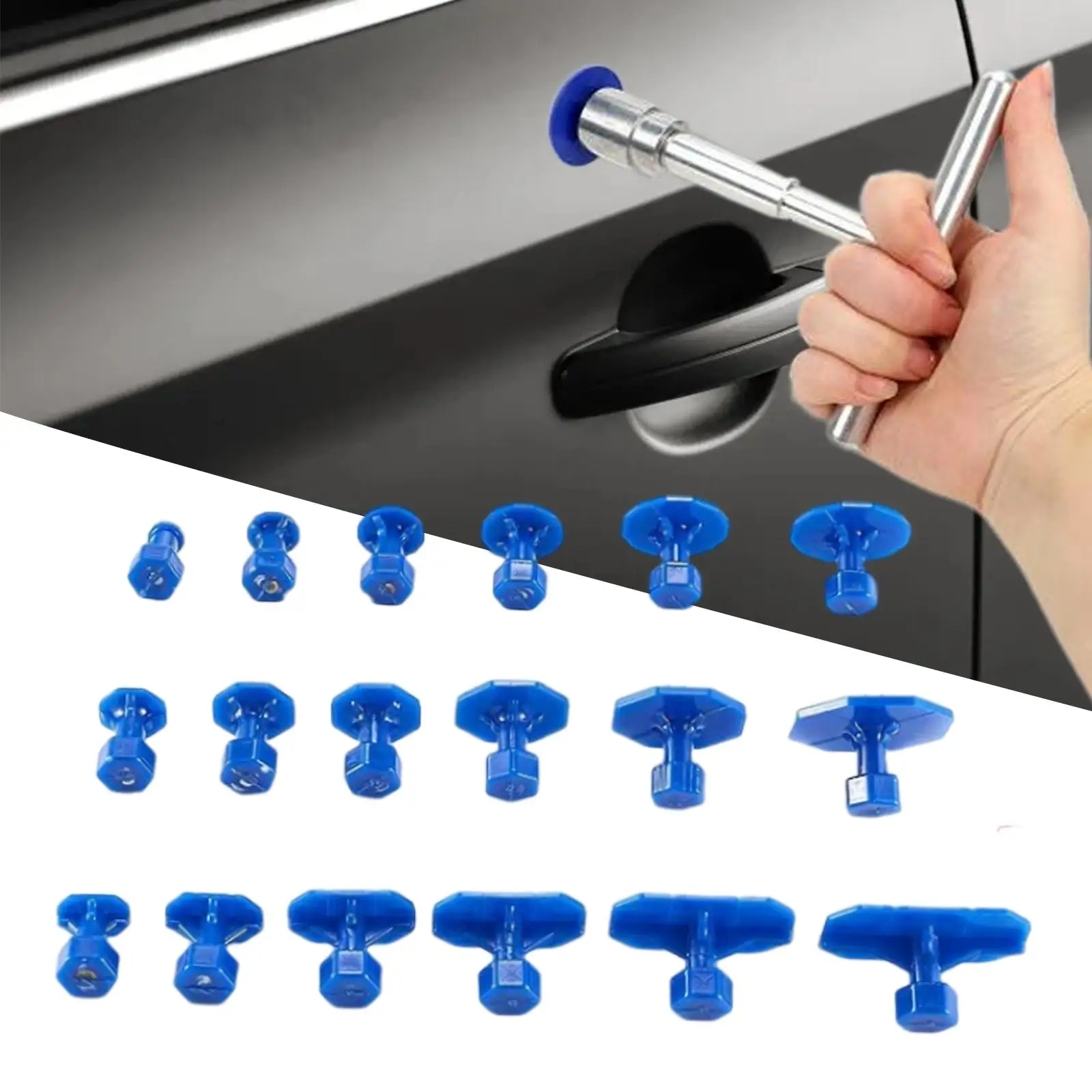 18x Dent Puller Glue Tabs Paintless Repair Tool Dent Remover Auto Puller Tabs for SUV Motorcycle Vehicle Refrigerator