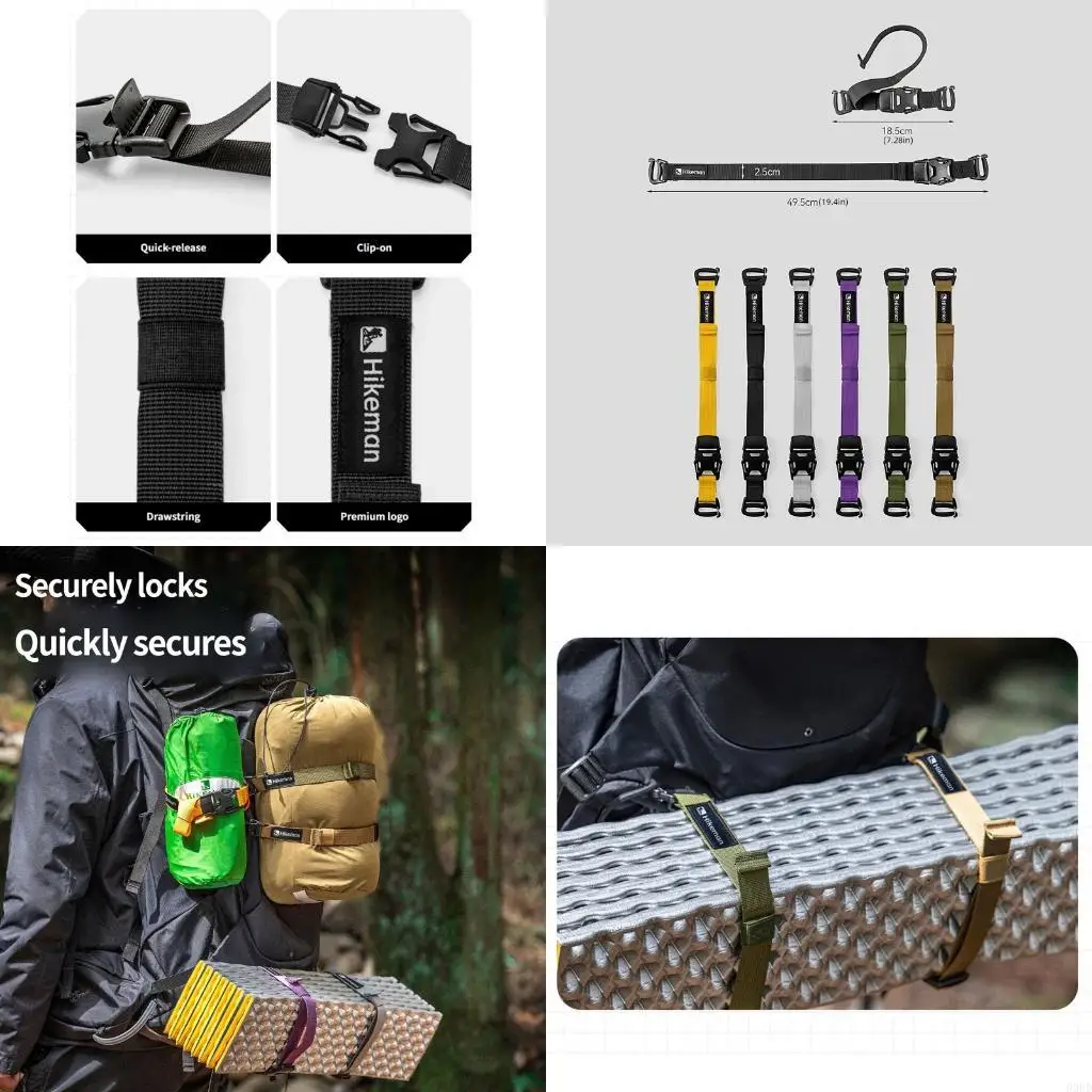 Middle Lock Hold Pair for Pack Use, 2 Piece Helper Set for Camp Load Order, Hiking Travel, Daily Carry, and Reuse 69HD