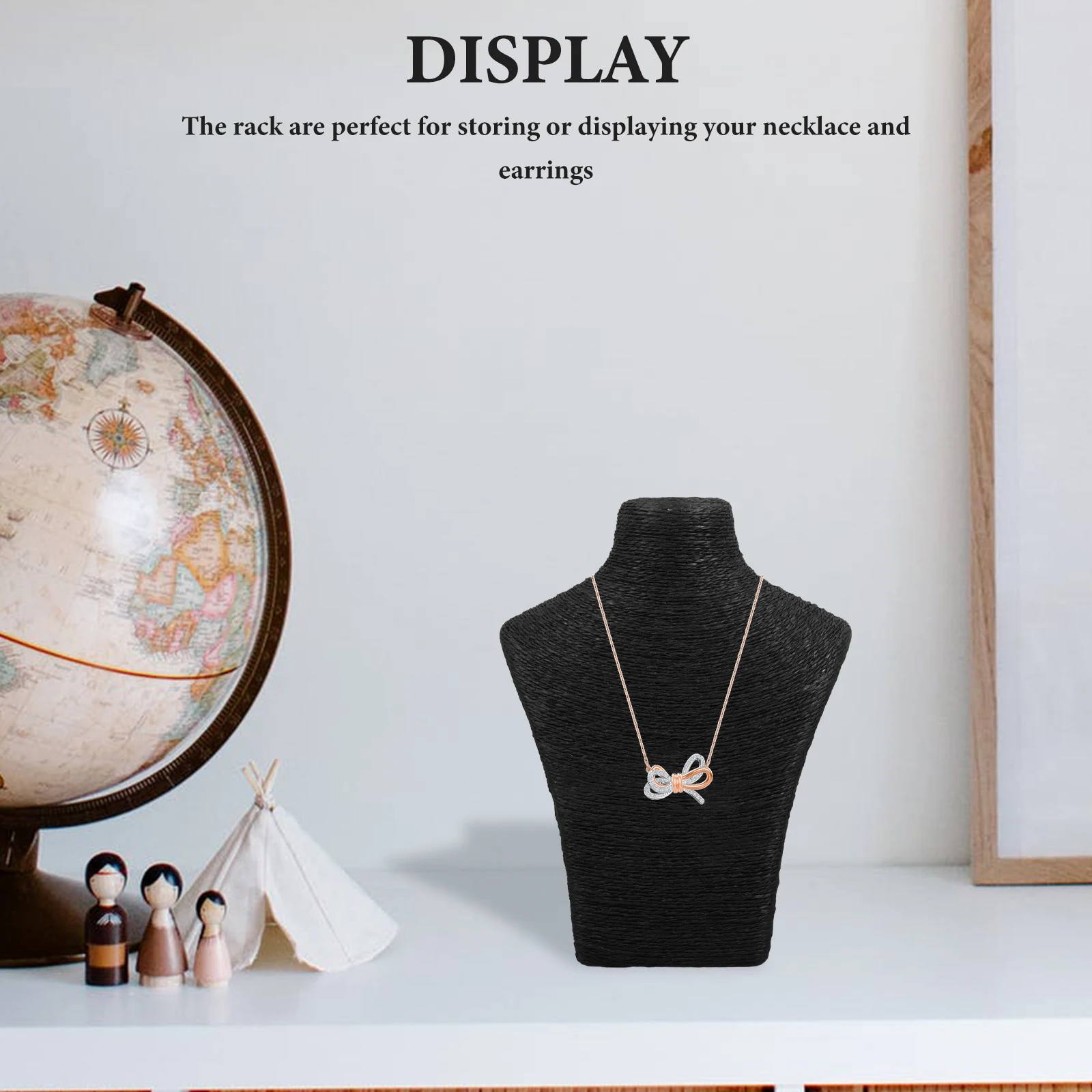 

Necklace Display Rack Straw Rope Black Model Chain Pendant Holder Jewelry ganizer Affordable Gift Wedding Engagement