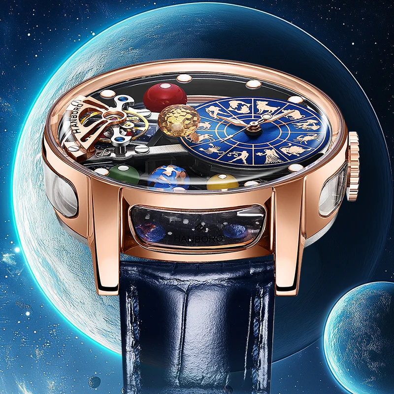 Starry Sky Watch Men's Skeleton Automatic Mechanical Luxury Constellation Stainless Steel Stereoscopic Night Light Waterproof view 3