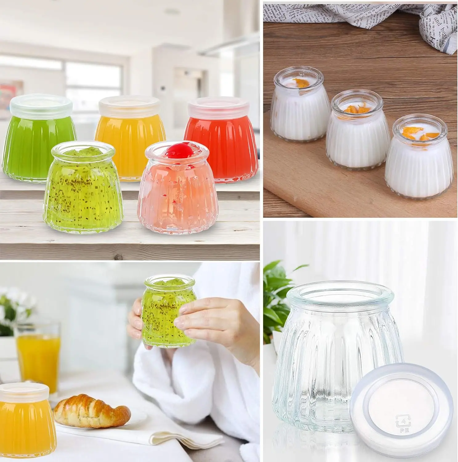 Clear Glass Food Bottle with Lid 100/150/200ML Pudding Yogurt Container Milk Jams Jelly Mousse Honey Spice Storage Jars Mini Cup