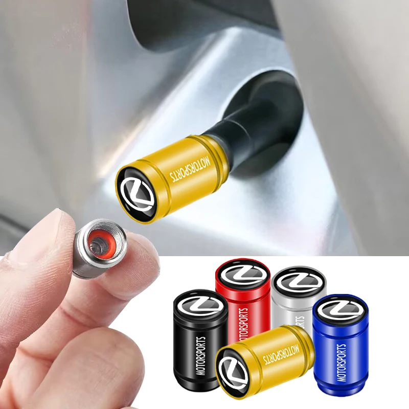 

Car Sticker 4Pcs Metal Car Wheel Tire Valves Cap Waterproof Dustproof Cover For Lexus IS250 IS200 CT200h GS300 LS430 RX450h LX57