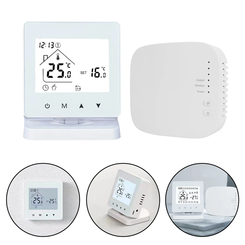 Para Tuya Smart Wireless para RF433 calefacción de suelo termostato de caldera montado en la pared ABS WiFi-termostato compatible con piezas de calefacción