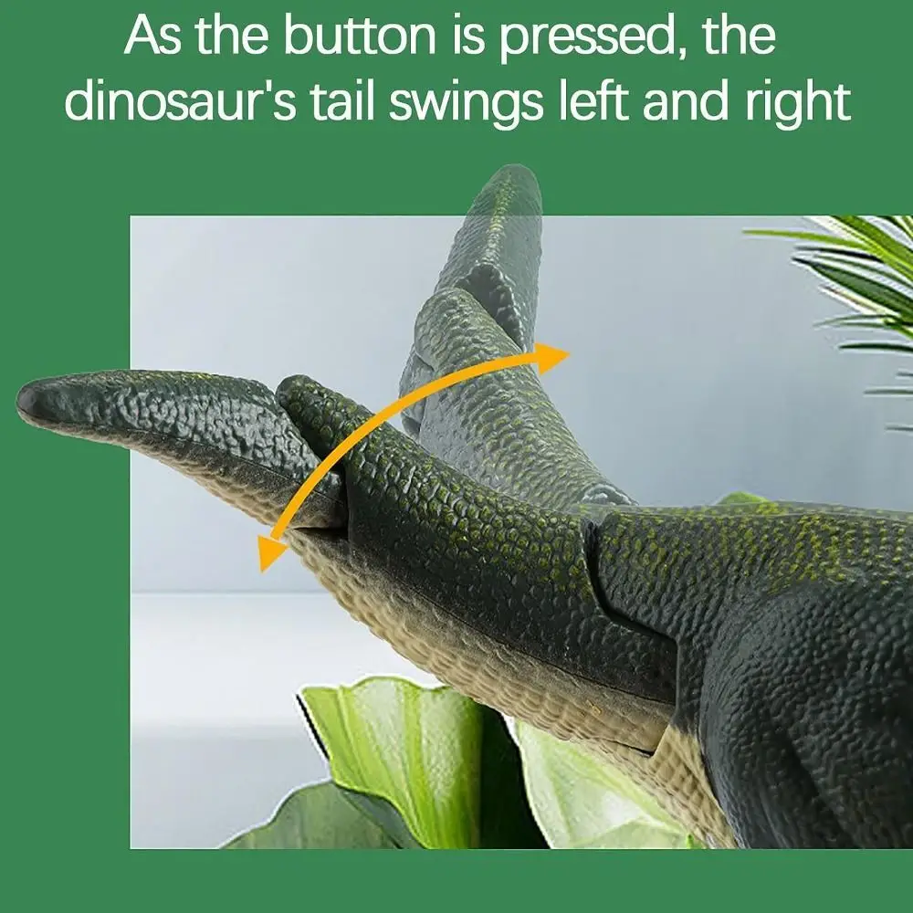 Juguete de dinosaurio de presión de plástico, columpio simulado manual, juguetes de dinosaurio, simulación de movimiento de cabeza y cola, dinosaurio explorador