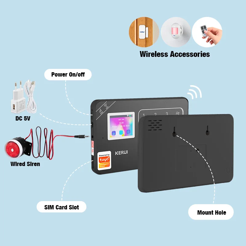 

KERUI W181 охранная сигнализация для дома Wi-Fi GSM сигнализация умный дом Tuya умное приложение дистанционное управление PIR датчик движения