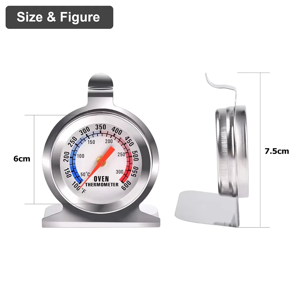 Oven Thermometer 50-300°C/100-600°F Oven Baking Chef Thermometer Instant Read Stainless Steel Kitchen CookingThermometer
