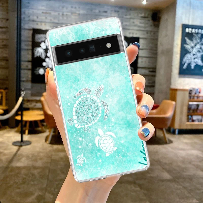 lovely Cartoon sea turtle ocean blue Phone Case For Google Pixel 9 Pro XL 8 7 6 Pro 8A 7A 6A 5 4 5A 4A 3A XL 5G TPU Clear Cover