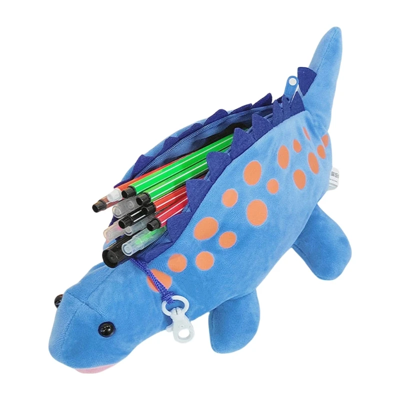 Large Capacity Pencil Case Pen Bag Pencil Plush Dinosaur Pencil Bag Makeup Bag Desk Organizers for Student D5QC