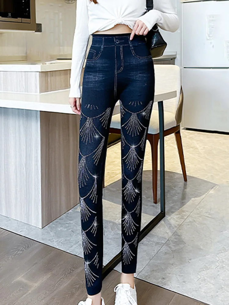 2024 Hot Sale Fahsion New Denim Pencil Pants Women Casual Trousers