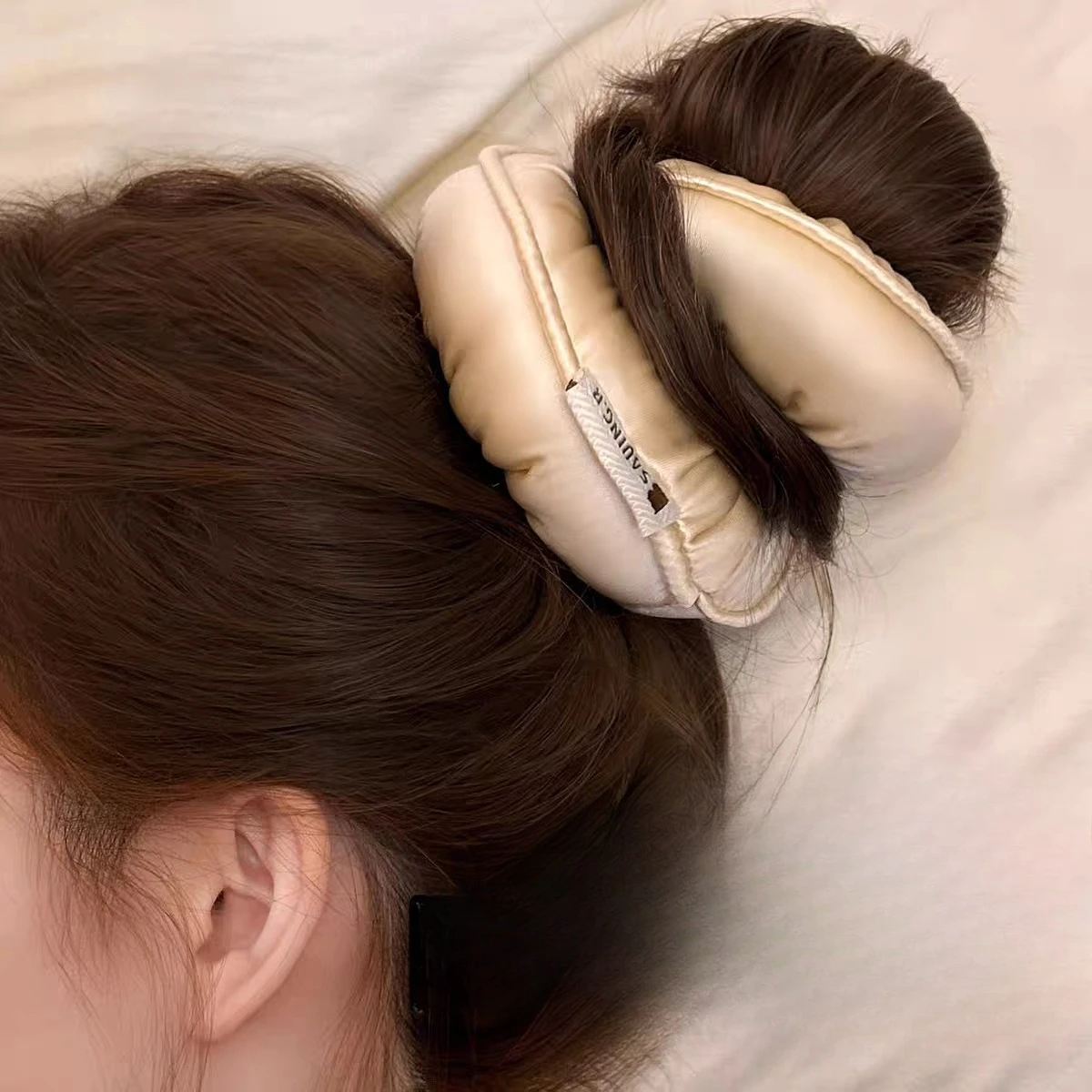 Soft Sleeping Elastic Hair Scrunchies Ponytail Holder for Women Hair Accessories Girls Soft Solid Satin Filled Cotton Big Bands