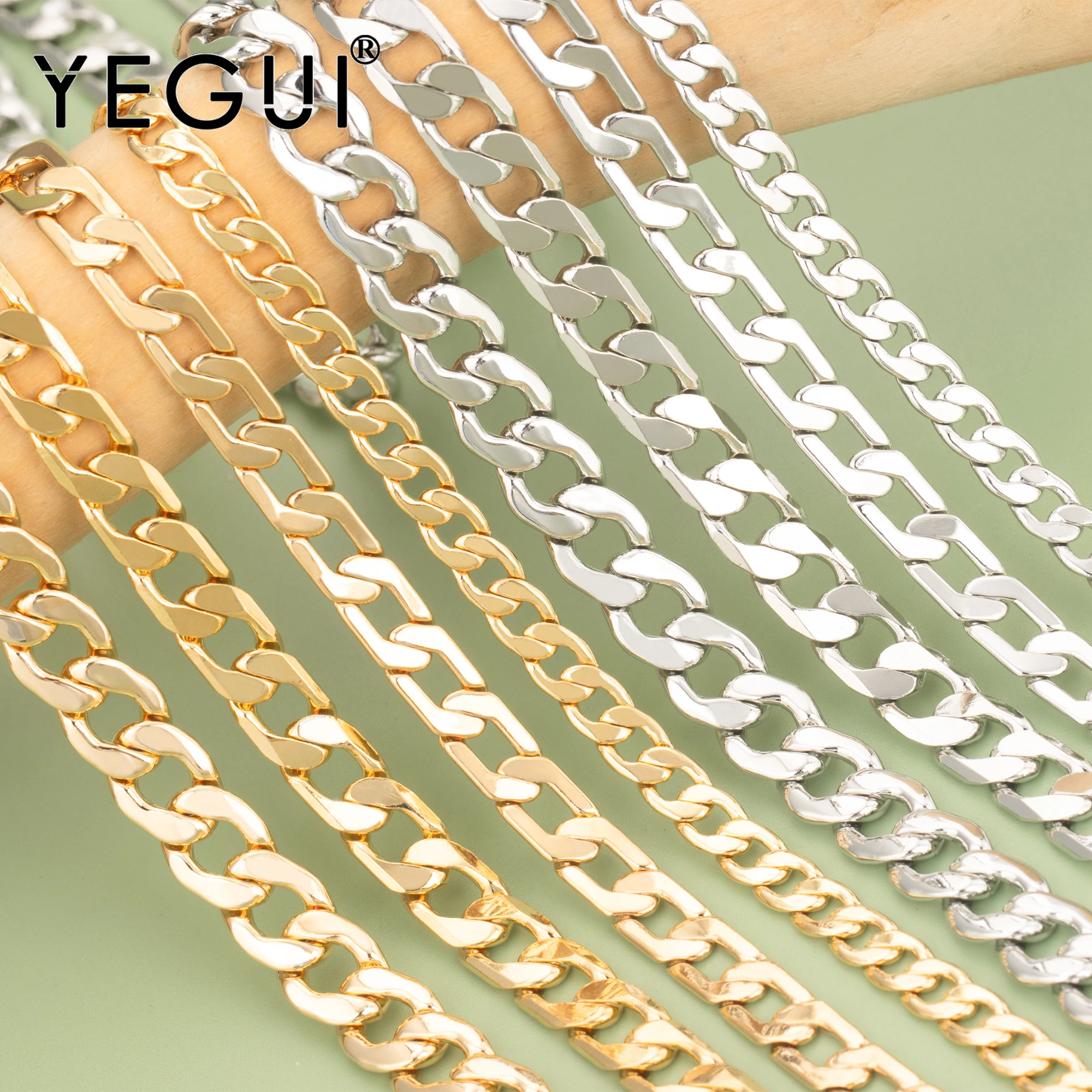 YEGUI C159,diy chain,18k gold plated,0.3microns,copper metal,rhodium plated,charms,diy bracelet necklace,jewelry making,1m/lot