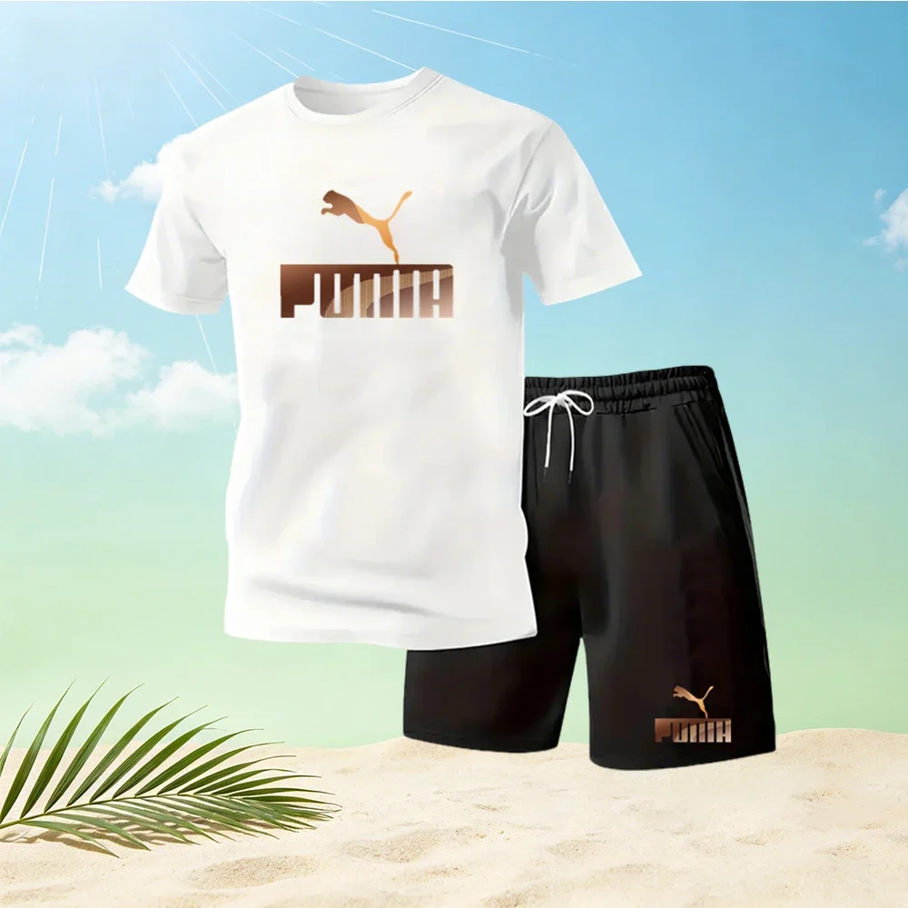 

Summer Daily Casual Fashion Sportswear Male Home Outdoor Comfort Outfits 2026 Hot Sale Men's Set O-neck T-shirts & Sports Shorts