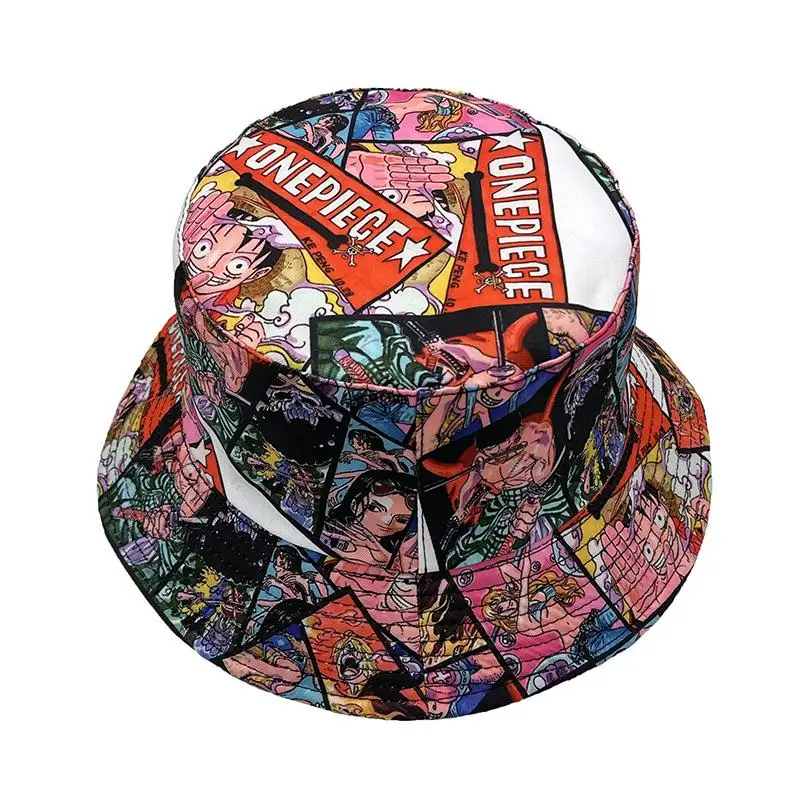 One Piece Fisherman's Hat Anime Staw Hat Crew Sun Hat Cartoon Printing Basin Hat Girl Boys Hiphop Hat Summer Fashion Wholesale