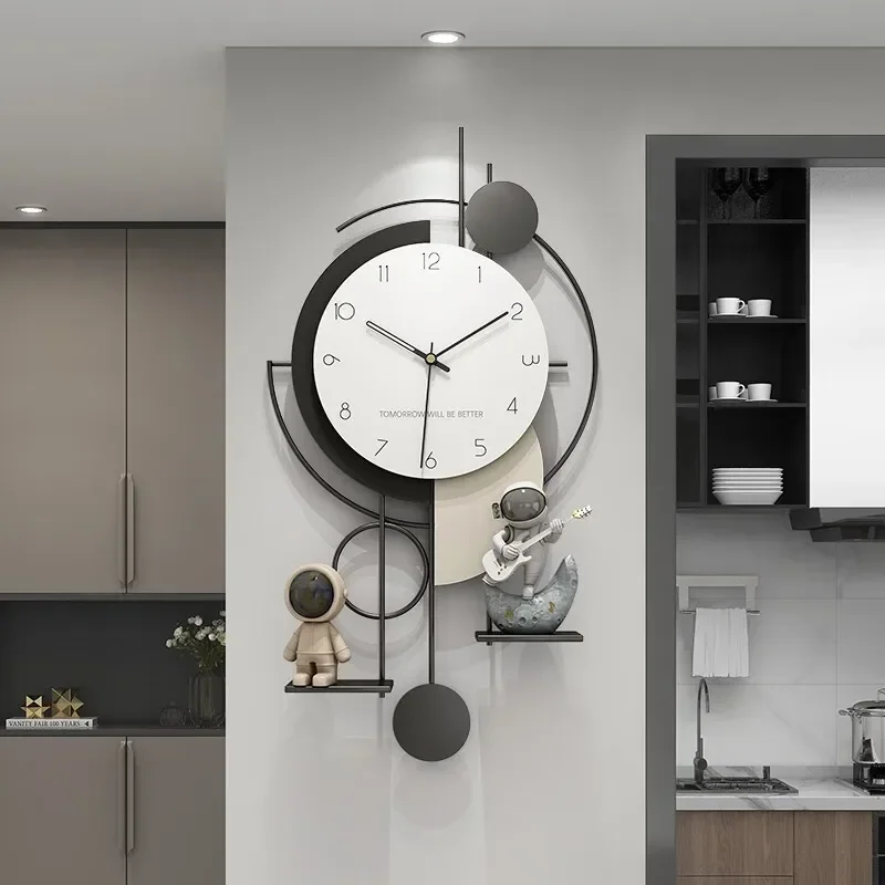 Creative clock background wall, TV wall clock, living room Internet celebrity clocks and watches