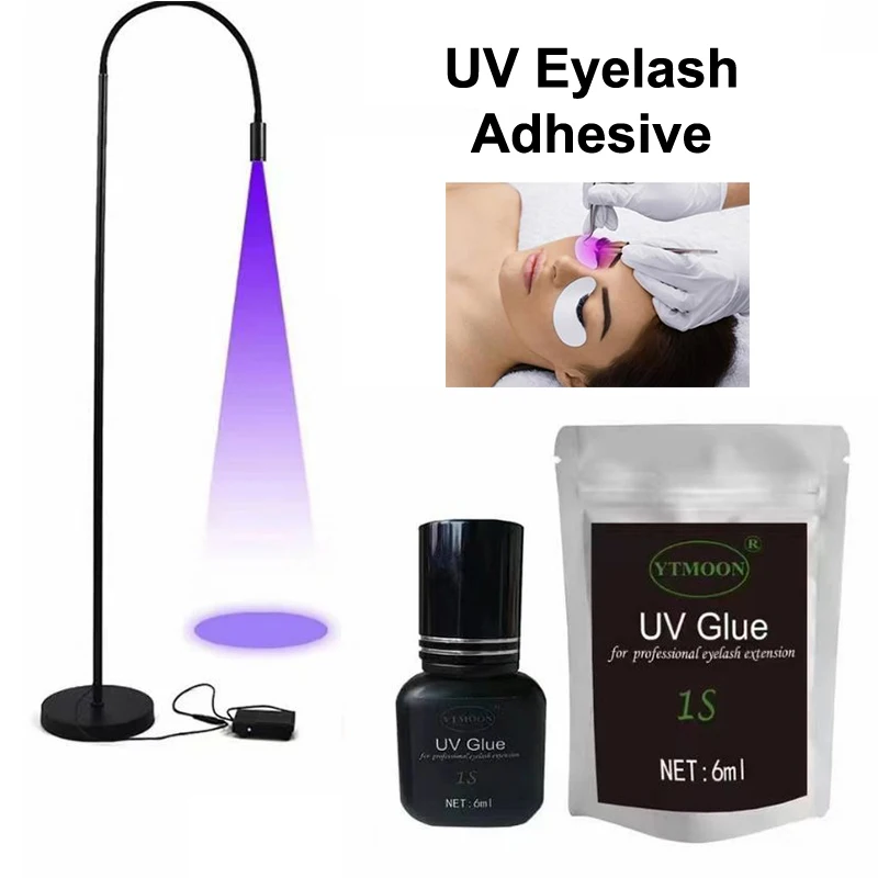 Adhesivo de pegamento UV para extensiones de pestañas, 6ml, 1S, secado rápido, pegamento fuerte para extensión de pestañas postizas, pegamento UV de larga duración para pestañas