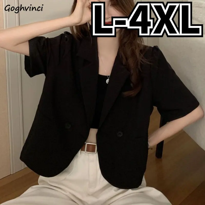 Cropped Blazers Women Office Lady Summer Vintage Solid Thin Streetwear Clothing Elegant Outwear Harajuku Mature Popular Daily