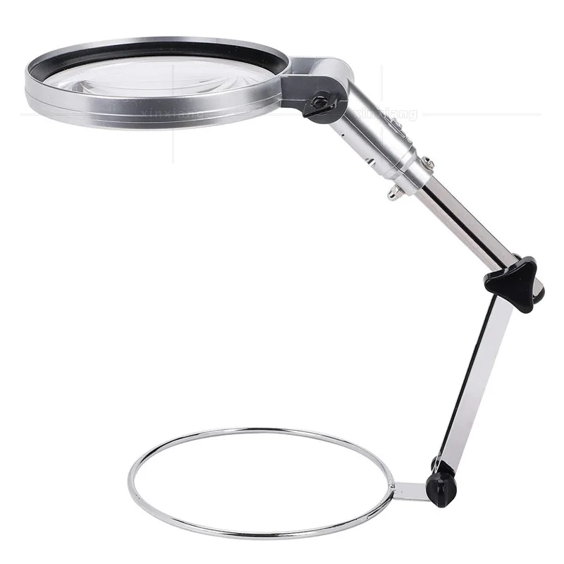 

120Mm Foldable Desktop with Lighting Bracket, 2.5X Desktop Led Magnifying Glass, Inspection, Maintenance, Reading