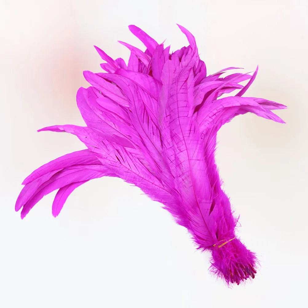 

50Pcs 33-40cm Natural Rooster Rosy for DIY Craft Hat Decoration Lightweight Lustrous Tail Rooster