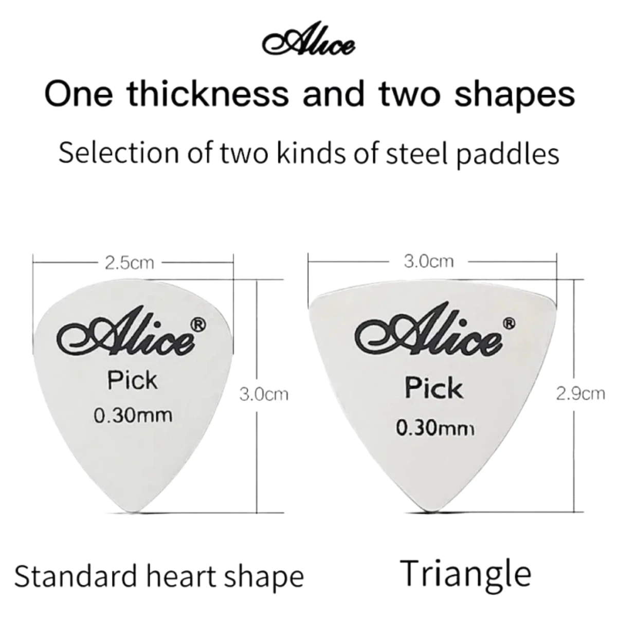 Alice 100Pcs Metal Guitar Pick 0.3mm Thin Durable Silver Color Professional Bass Ukelele Guitar Picks Guitar Amplifier