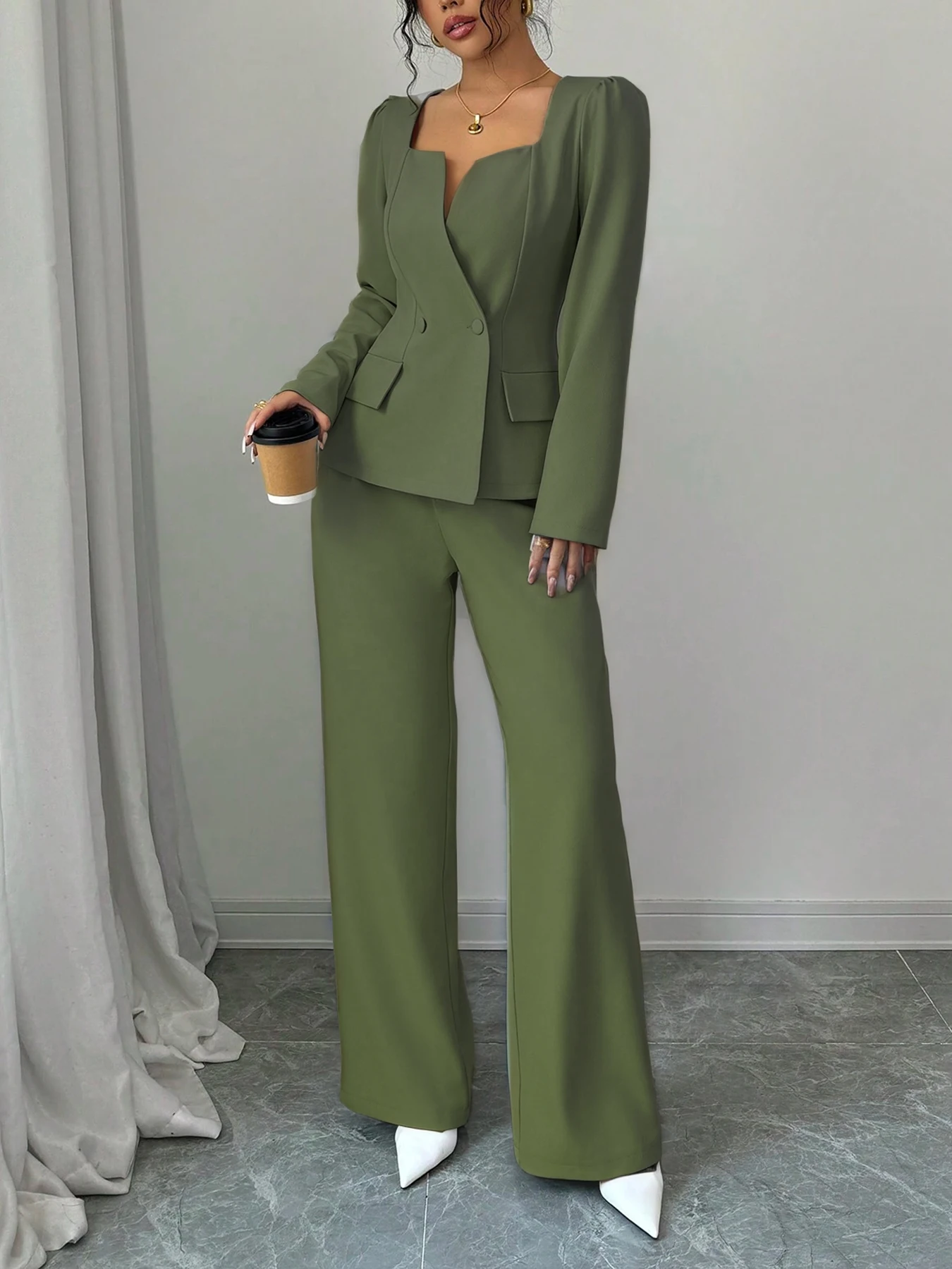 Women Square Neck Blazer 2 Pie - Women'S Fashion Blazer recension och pris