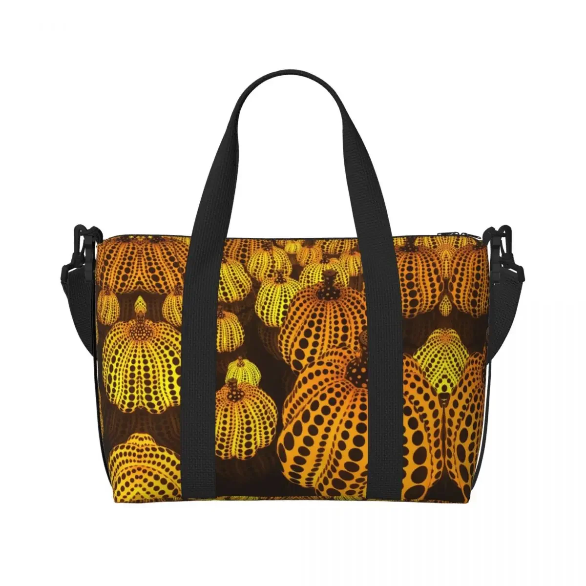 مخصص الفن التجريدي يايوي كوساما اليقطين حمل حقيبة المرأة سعة كبيرة الجمالية رياضة الشاطئ الكتف حقيبة السفر