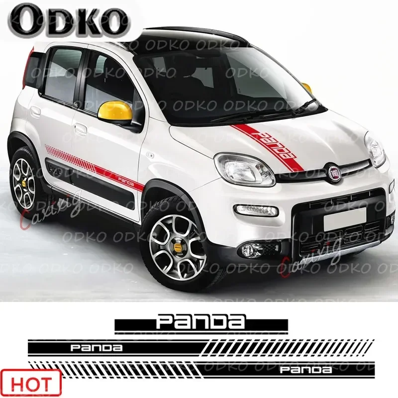 

Car Body Door Side Skirt Decor Stickers Auto Bonnet Stripes Decal For Fiat Panda Corss 4X4 OFF RAOD Exterior Accessories